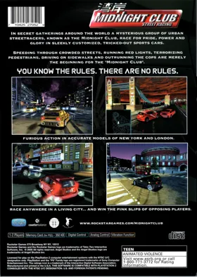 Midnight Club - Street Racing box cover back